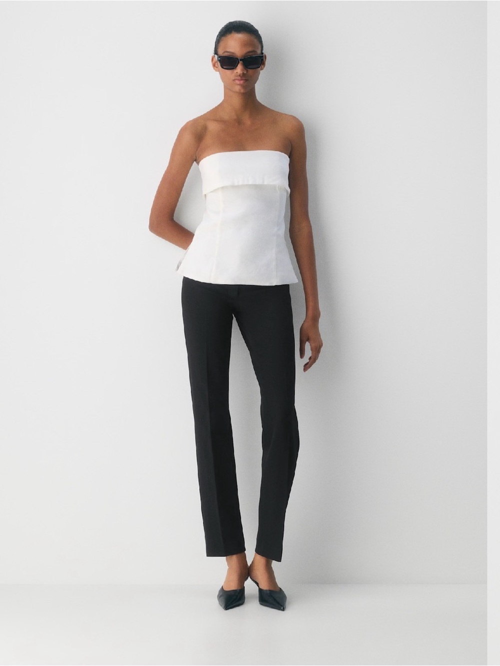 Babaton Cream Strapless Fold-Over Bust Top